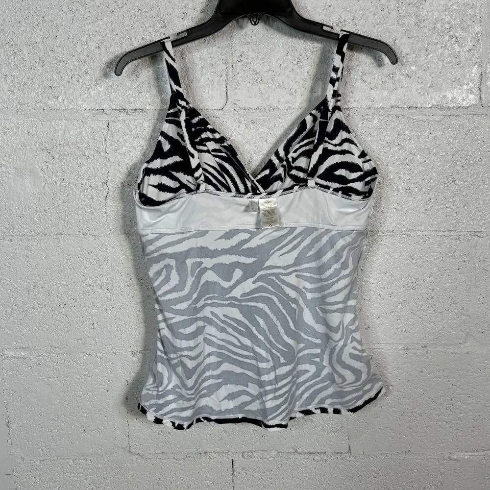 ANNE COLE Animal print Surplus Underwire Tankini Top blue/white 38C/40B $84